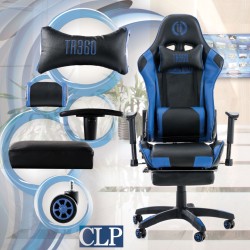 Silla de oficina Turbo Racing con reposapiés negra/azul