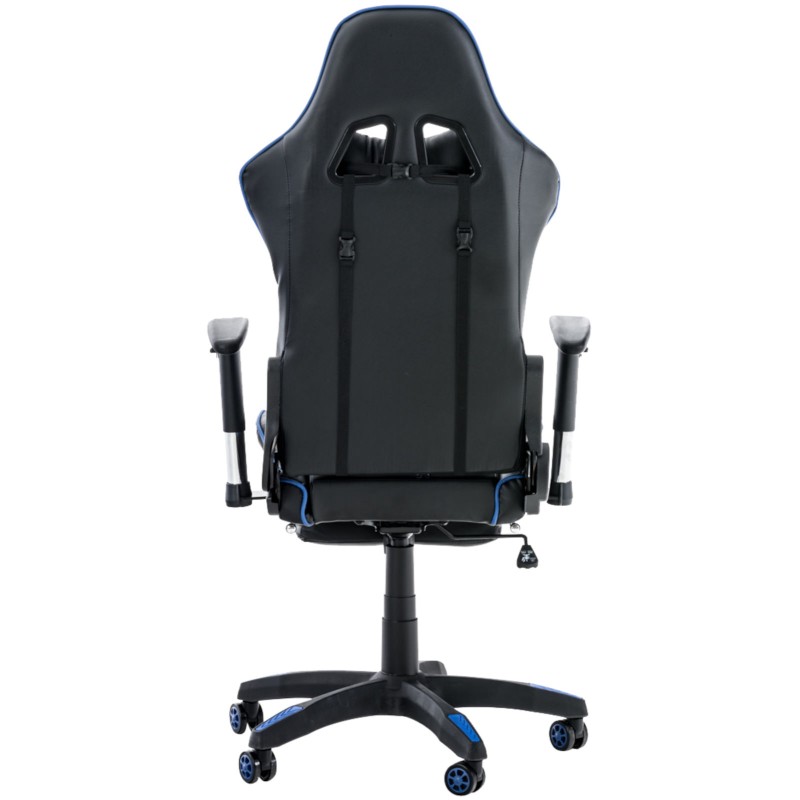 Silla de oficina Turbo Racing con reposapiés negra/azul