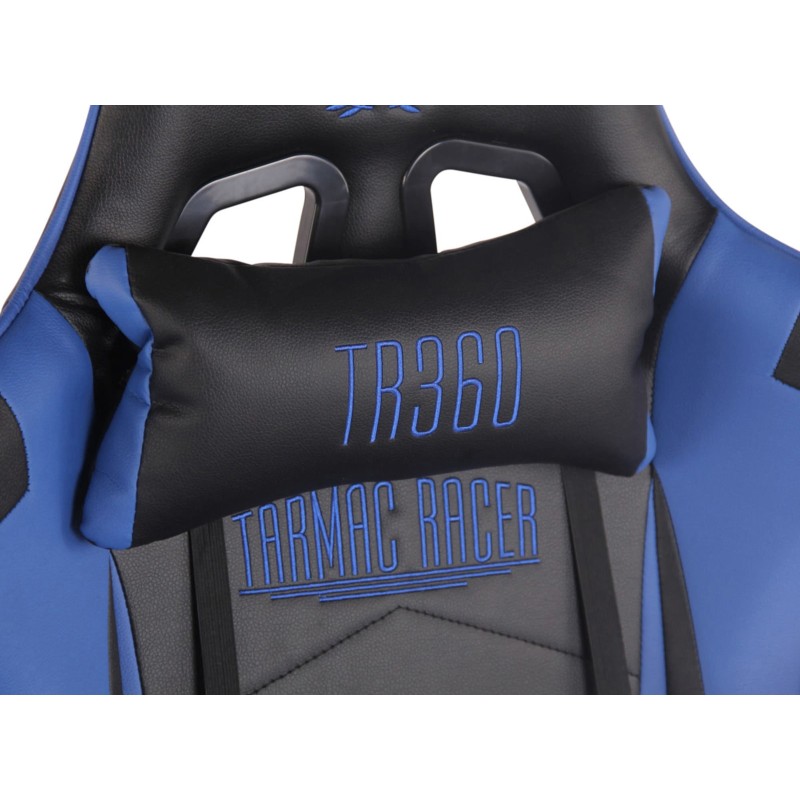 Silla de oficina Turbo Racing con reposapiés negra/azul