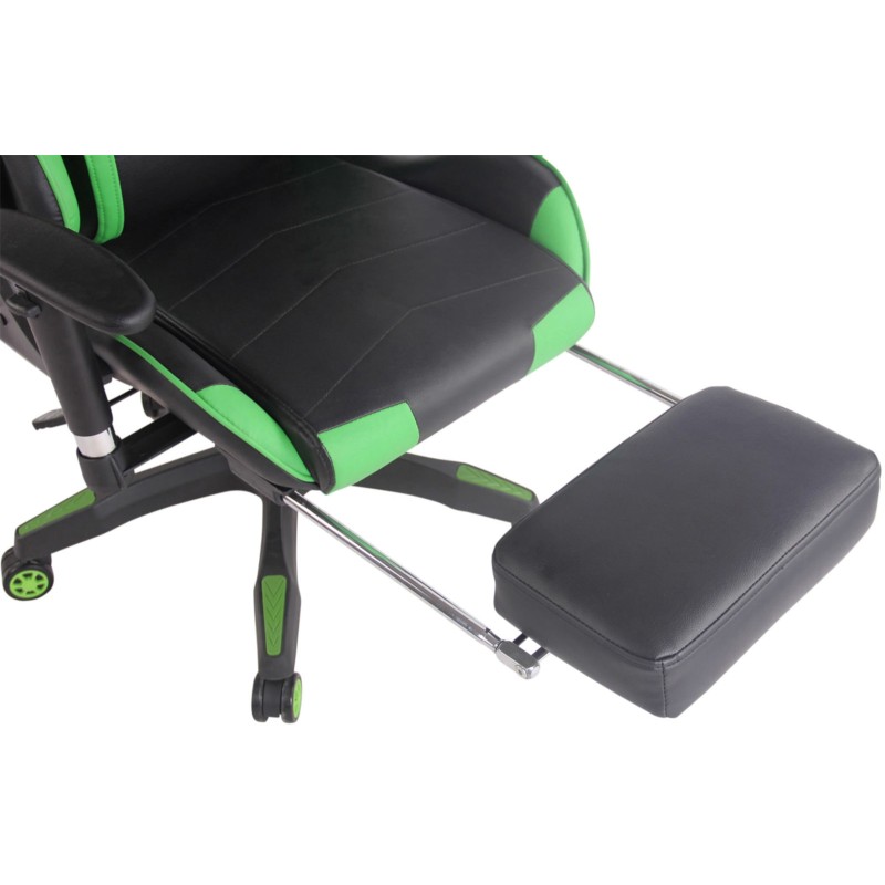 Silla de oficina Turbo Racing con reposapiés, color negro y verde
