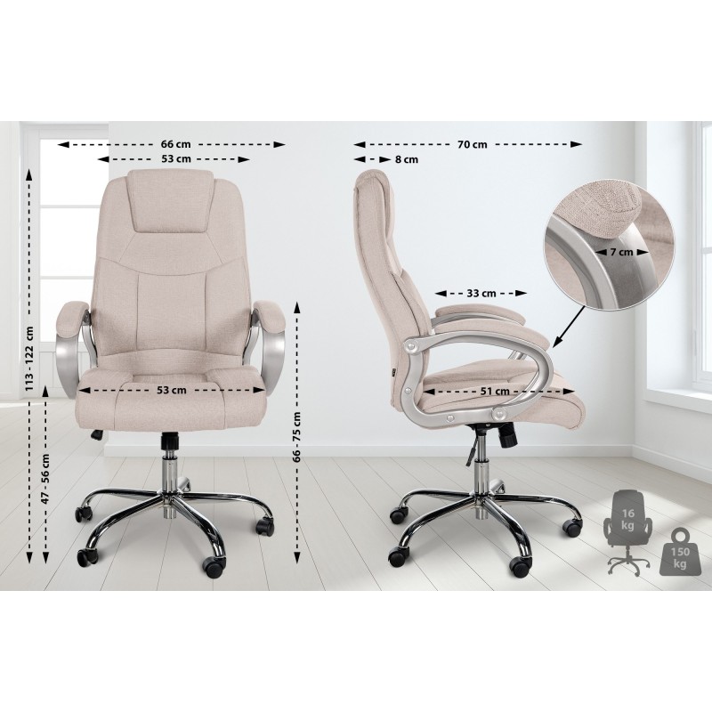 Silla de oficina BIG Apollo en tela color crema
