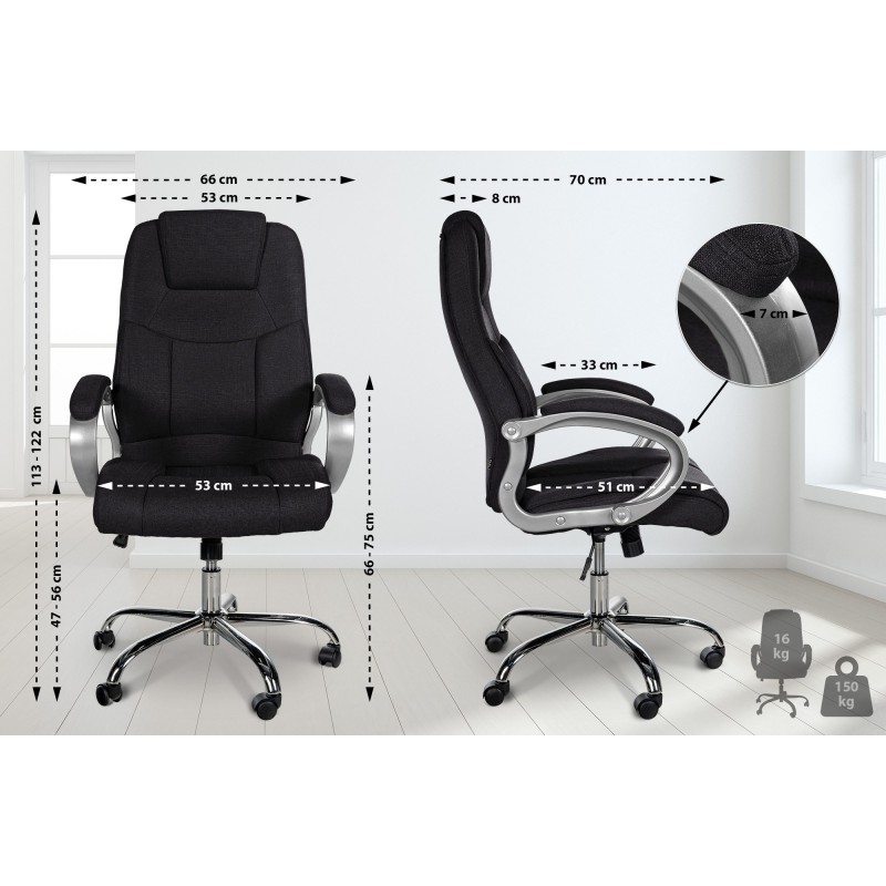 Silla de oficina BIG Apollo en tela negra