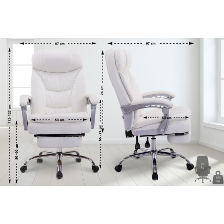 Silla de oficina blanca Troy XL