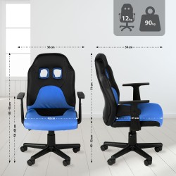 Divertida silla de escritorio infantil negra/azul