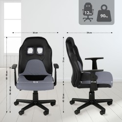 Silla de escritorio infantil divertida en color negro/gris