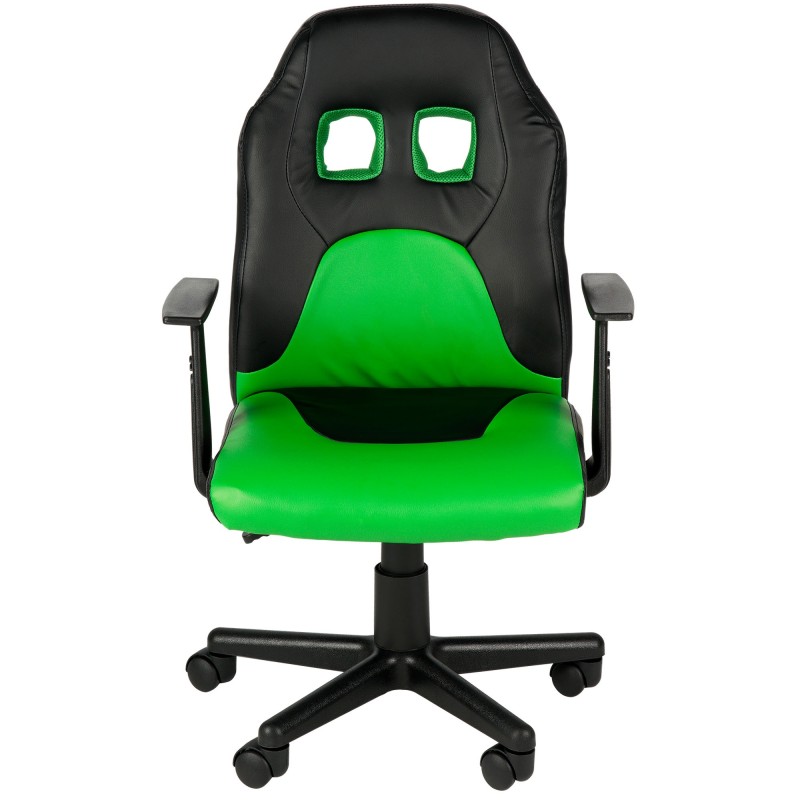 Silla de escritorio infantil divertida negra/verde