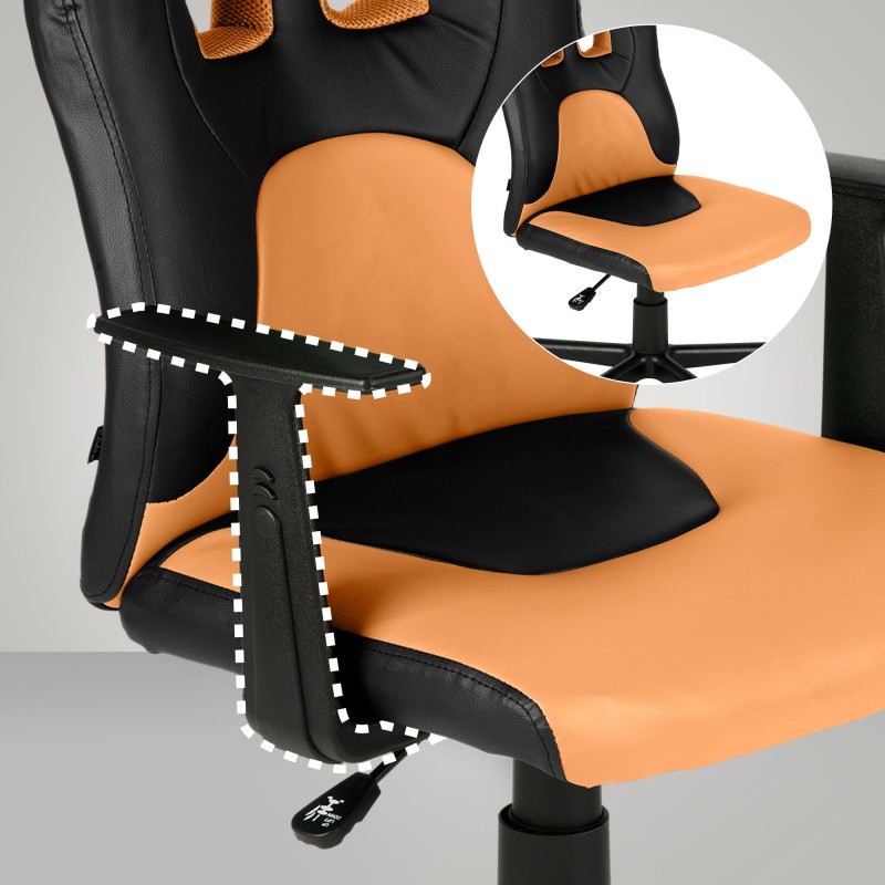 Silla de escritorio infantil divertida en color negro/naranja