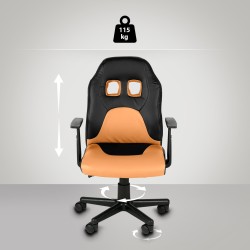 Silla de escritorio infantil divertida en color negro/naranja