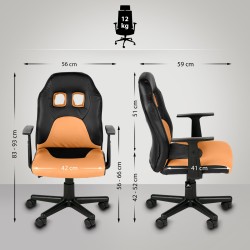 Silla de escritorio infantil divertida en color negro/naranja