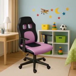 Divertida silla de escritorio infantil negra/rosa