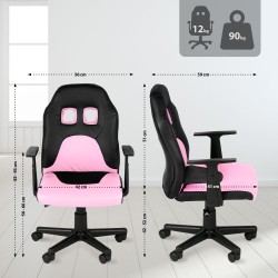 Divertida silla de escritorio infantil negra/rosa