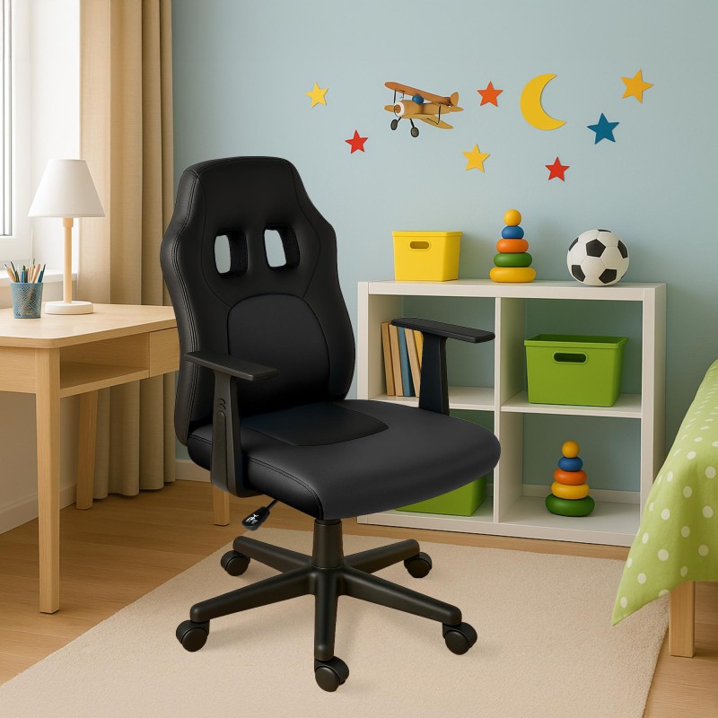 Silla de escritorio infantil divertida color negro/negro