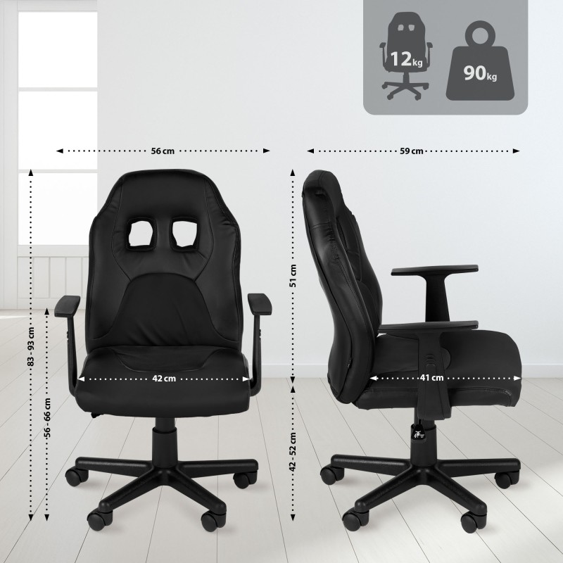 Silla de escritorio infantil divertida color negro/negro