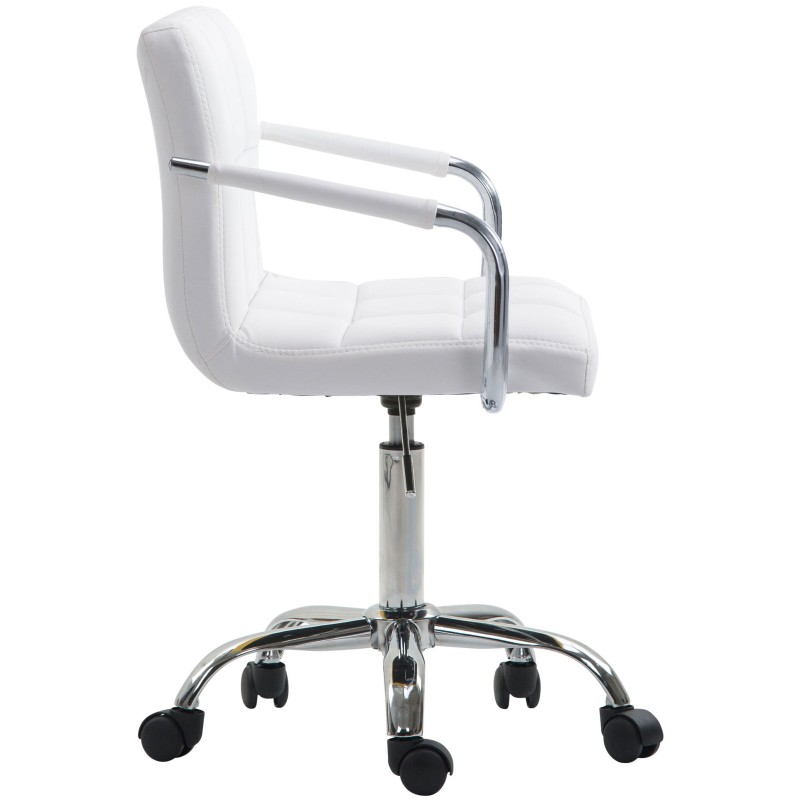 Silla de oficina Lucy V2 en piel sintética blanca