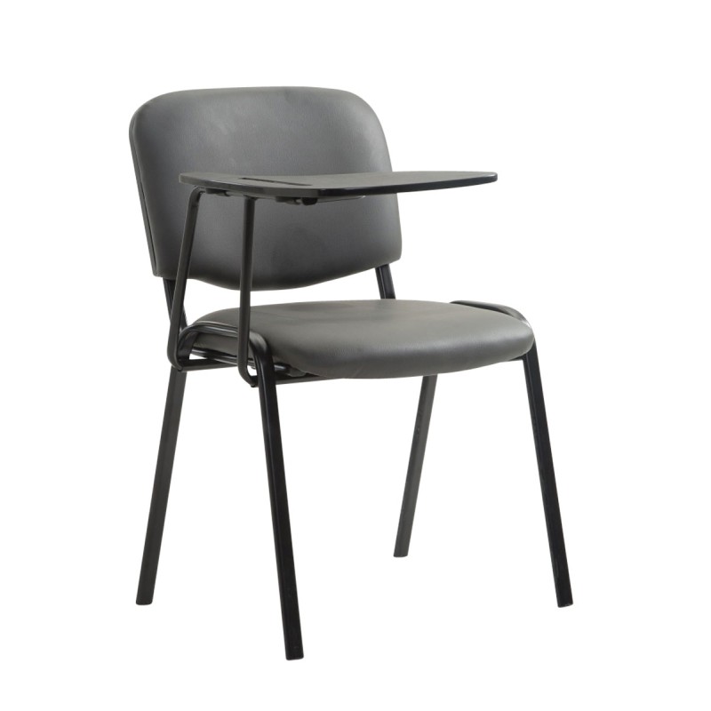 Silla Ken con mesa plegable, polipiel gris