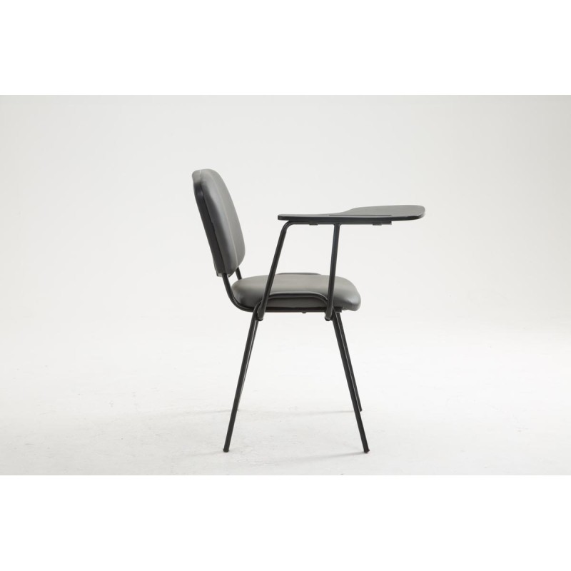 Silla Ken con mesa plegable, polipiel gris