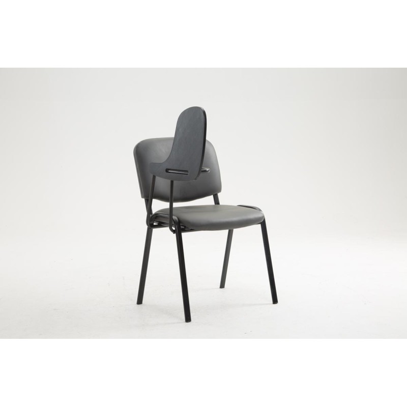 Silla Ken con mesa plegable, polipiel gris