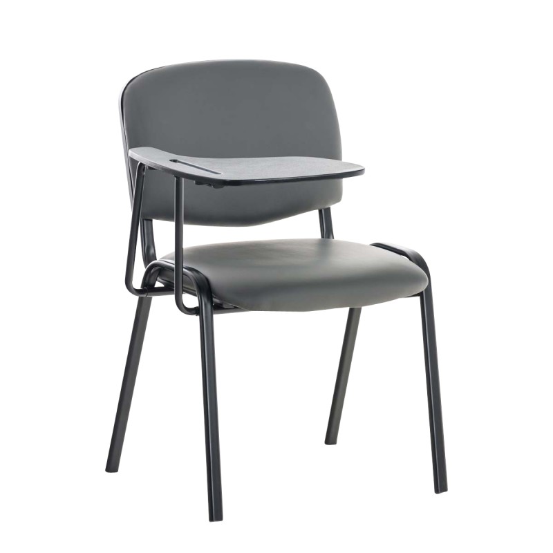 Silla Ken con mesa plegable, polipiel gris