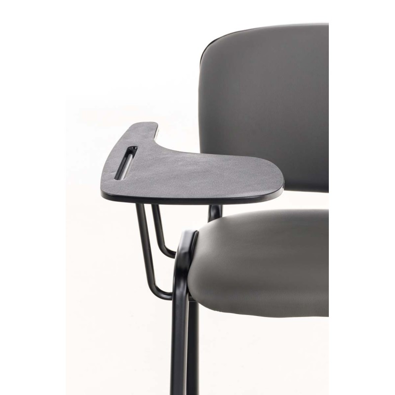 Silla Ken con mesa plegable, polipiel gris