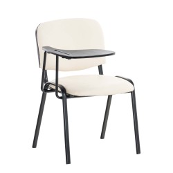Silla Ken con mesa plegable en polipiel color crema