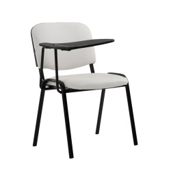 Silla Ken con mesa plegable en piel sintética blanca