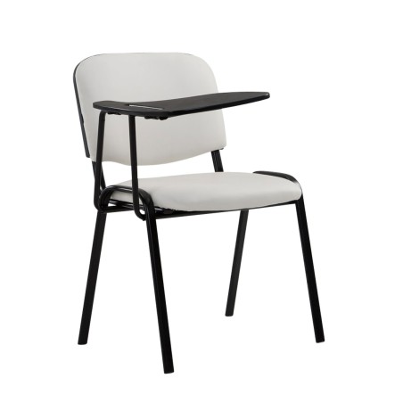 Silla Ken con mesa plegable en piel sintética blanca