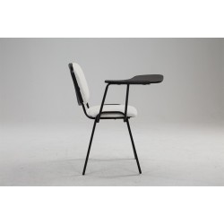 Silla Ken con mesa plegable en piel sintética blanca