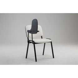 Silla Ken con mesa plegable en piel sintética blanca