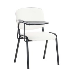 Silla Ken con mesa plegable en piel sintética blanca