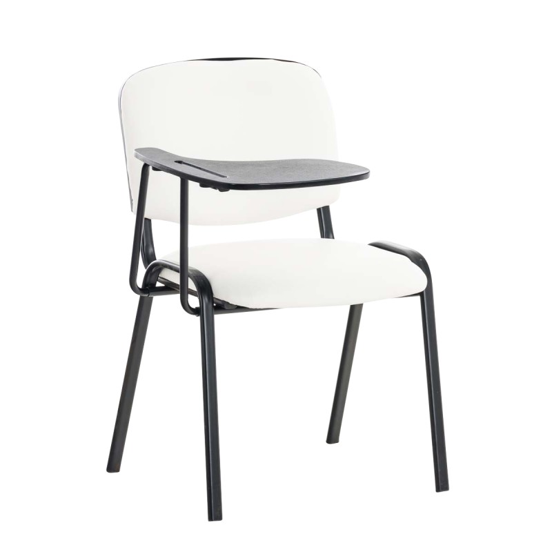 Silla Ken con mesa plegable en piel sintética blanca