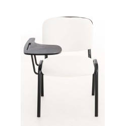Silla Ken con mesa plegable en piel sintética blanca