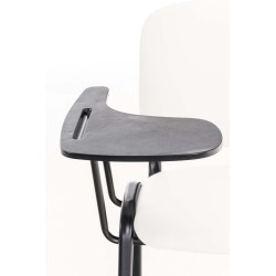Silla Ken con mesa plegable en piel sintética blanca