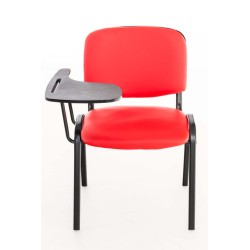 Silla Ken con mesa plegable, piel sintética roja