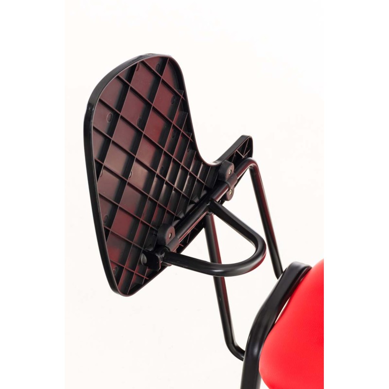 Silla Ken con mesa plegable, piel sintética roja