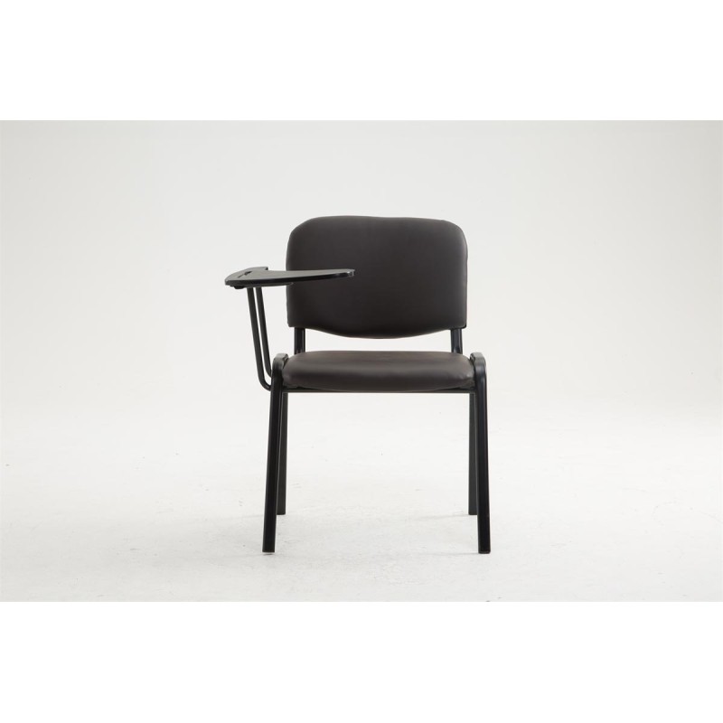 Silla Ken con mesa plegable, piel sintética marrón