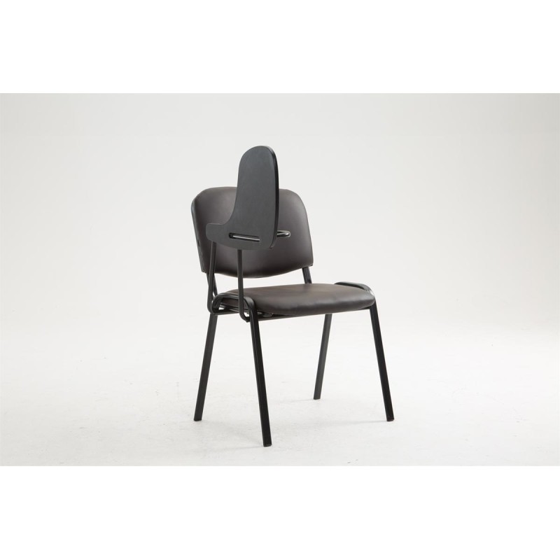 Silla Ken con mesa plegable, piel sintética marrón