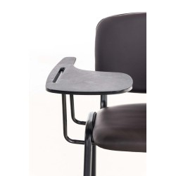 Silla Ken con mesa plegable, piel sintética marrón