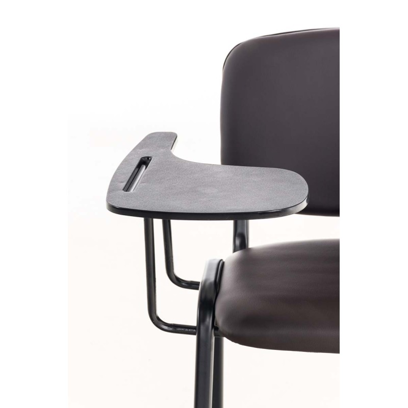 Silla Ken con mesa plegable, piel sintética marrón