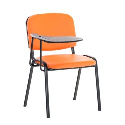 Silla Ken con mesa plegable, polipiel naranja