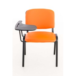 Silla Ken con mesa plegable, polipiel naranja