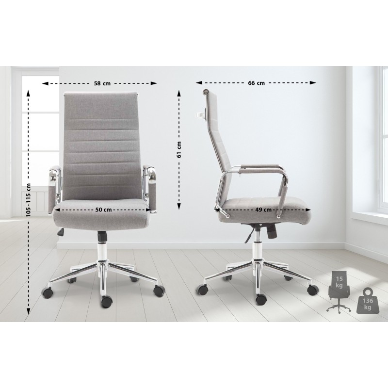 Silla de oficina Columbus en tela gris