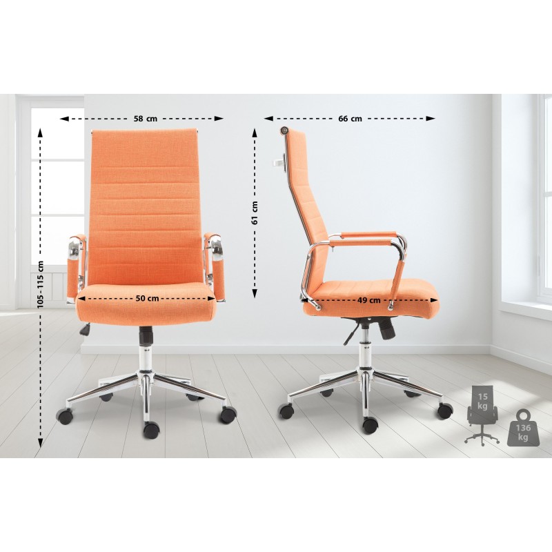 Silla de oficina Columbus en tela naranja