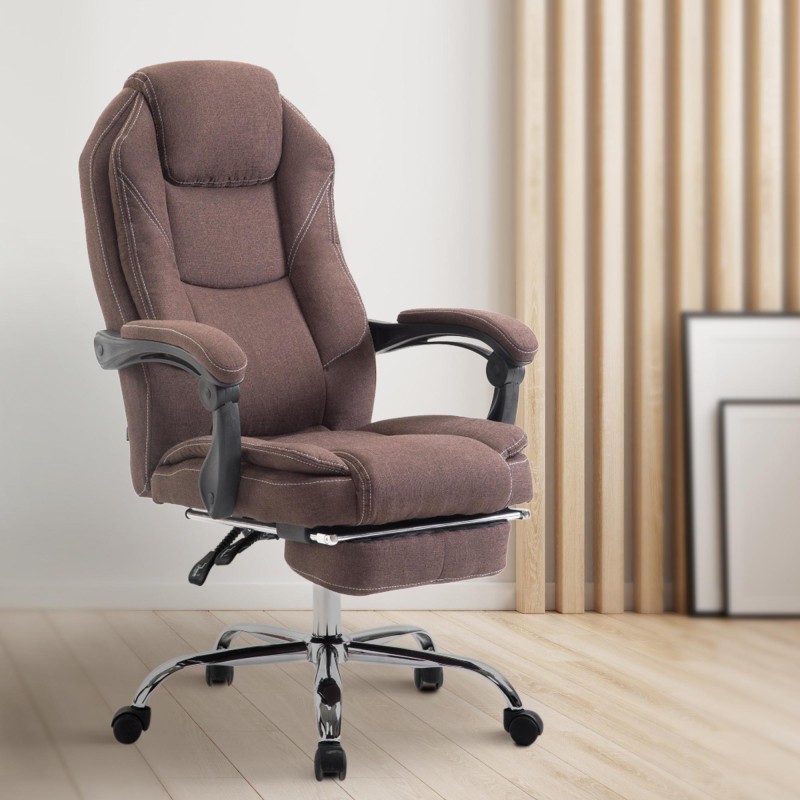 Silla de oficina Castle en tela marrón