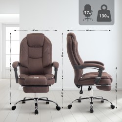 Silla de oficina Castle en tela marrón