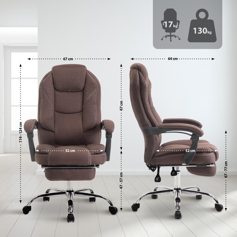 Silla de oficina Castle en tela marrón