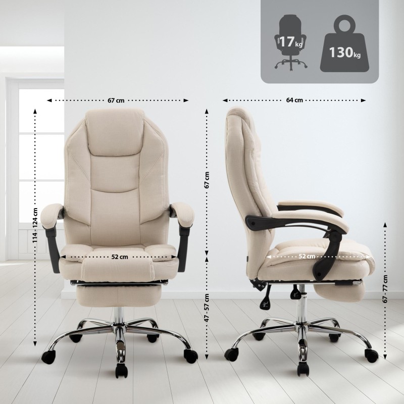 Silla de oficina Castle en tela color crema