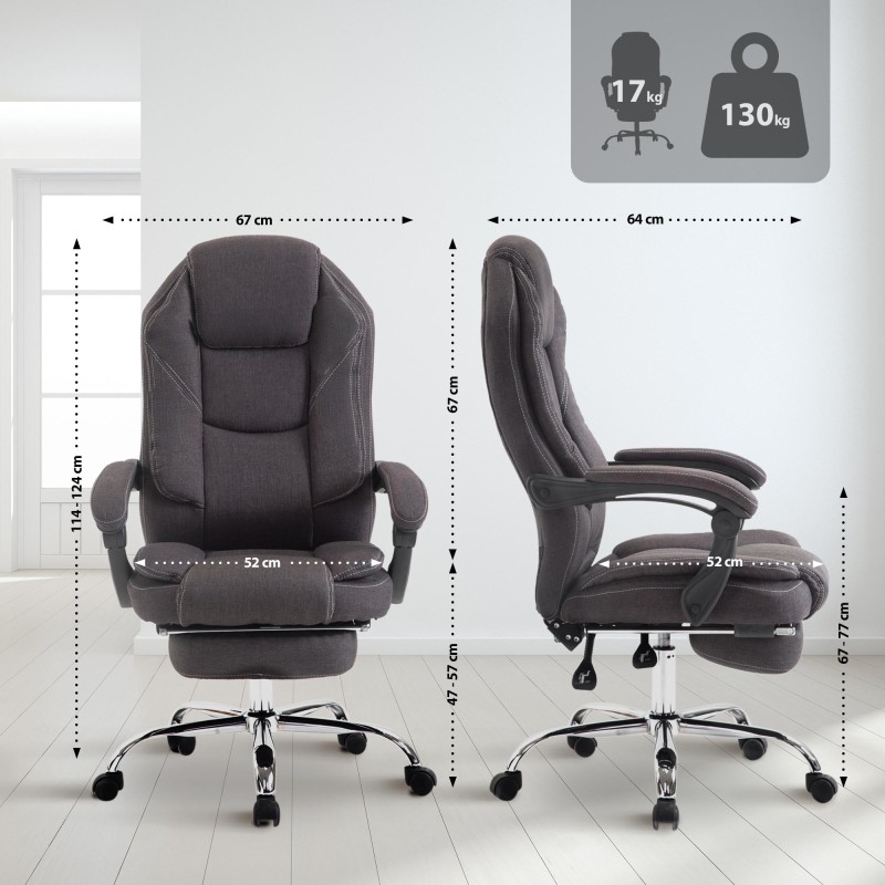 Silla de oficina Castle en tela gris oscuro