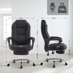 Silla de oficina Castle en tela negra