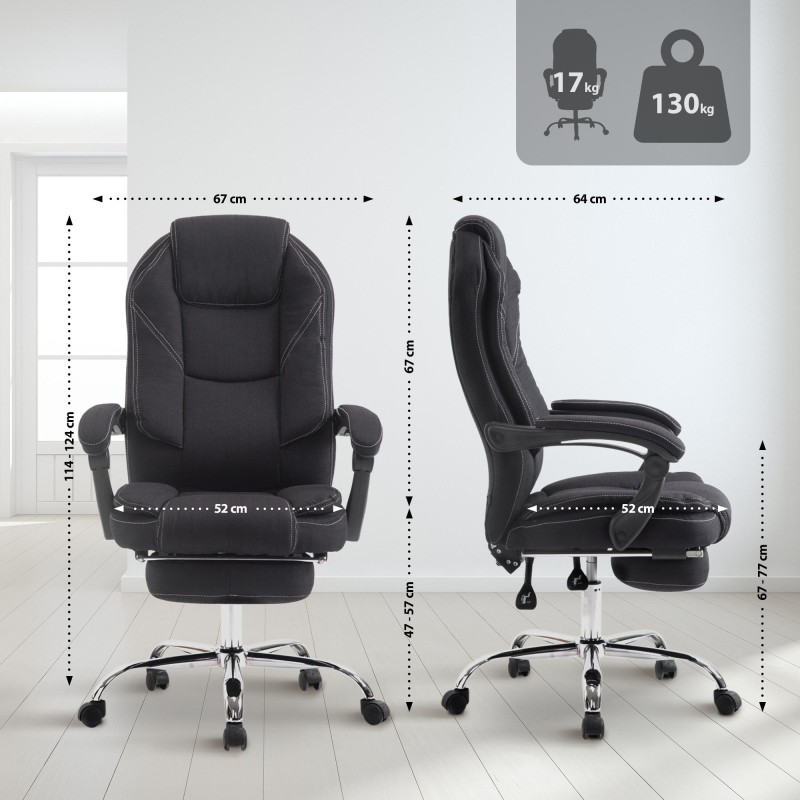 Silla de oficina Castle en tela negra