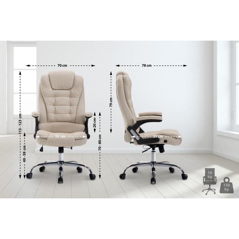 Silla de oficina Thor en tela color crema